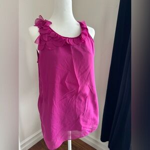 Ann Taylor Fuchsia Sleeveless Blouse with Petal Accents